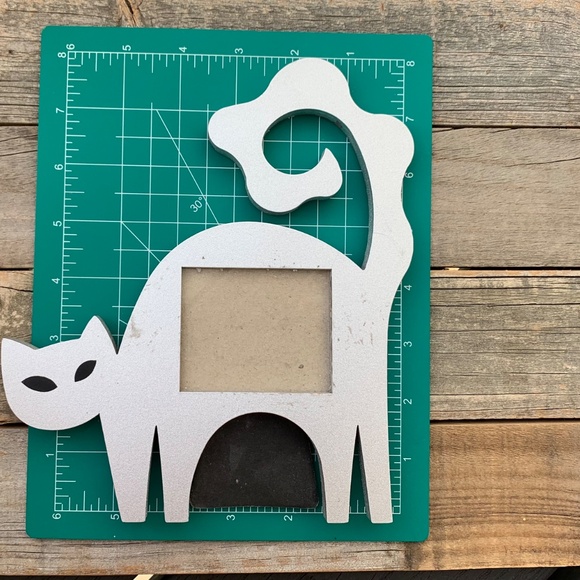 Y2K Vintage 90s Cat Photo Frame Silver Cat Picture Frame Artistic Abstract Cat - Picture 3 of 4